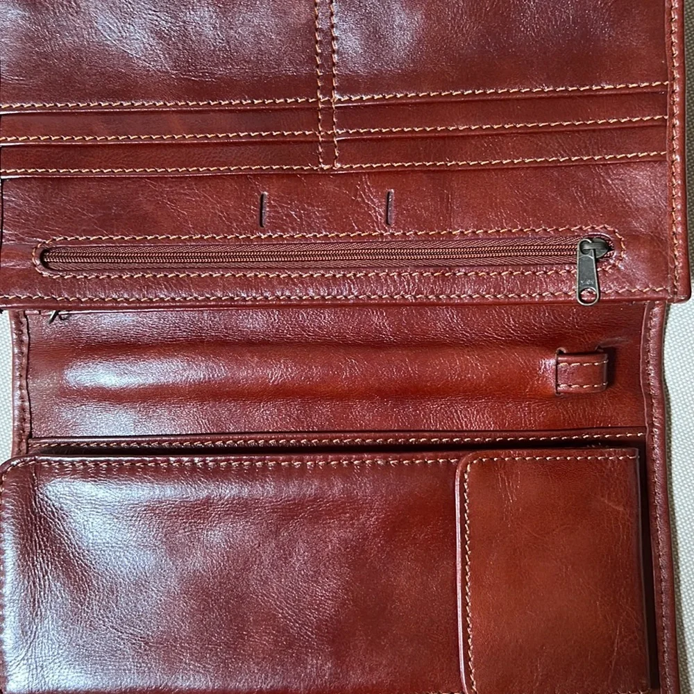 Vintage Barry Smith Italian Leather Large Wallet Clutch Wristlet Bag Vintage - Picture 9 of 14